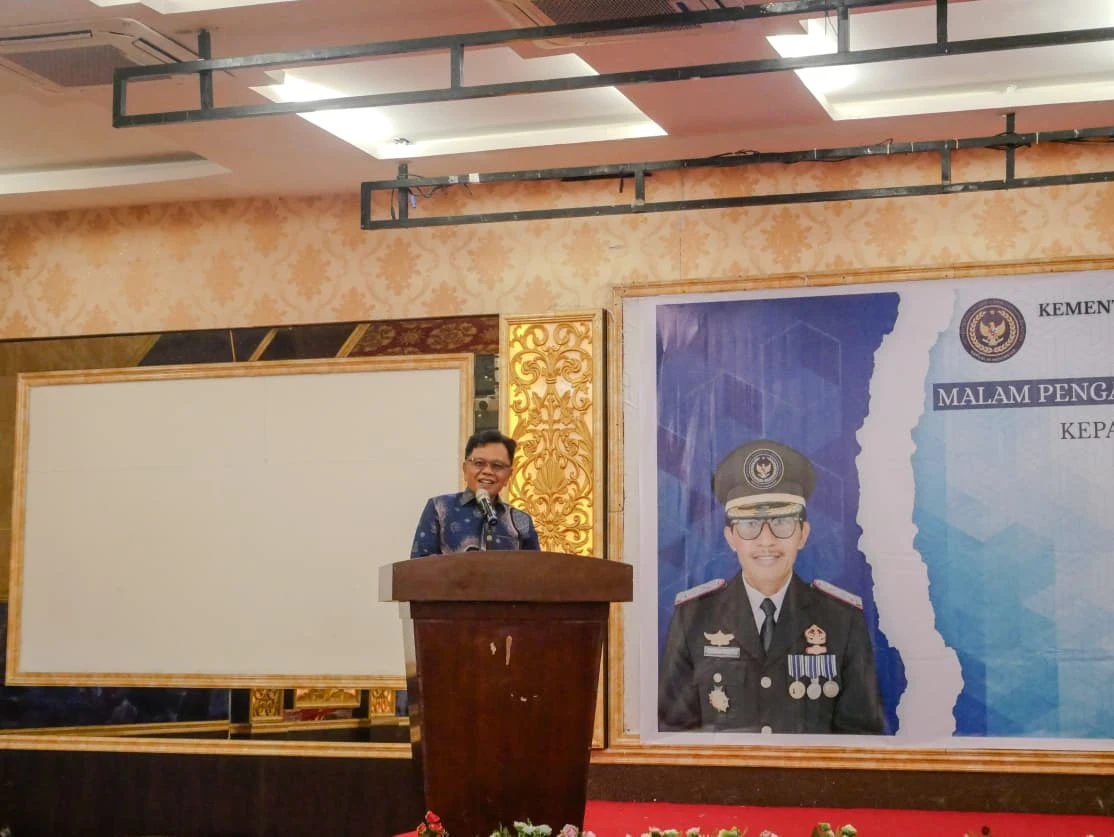Bupati Kepulauan Meranti, AKBP (Purn) H. Asmar menghadiri acara serah terima jabatan (Sertijab) Kepala Lembaga Pemasyarakatan (Kalapas) Kelas II B Selatpanjang, di Ballroom Grand Meranti Hotel, Selatpanjang.